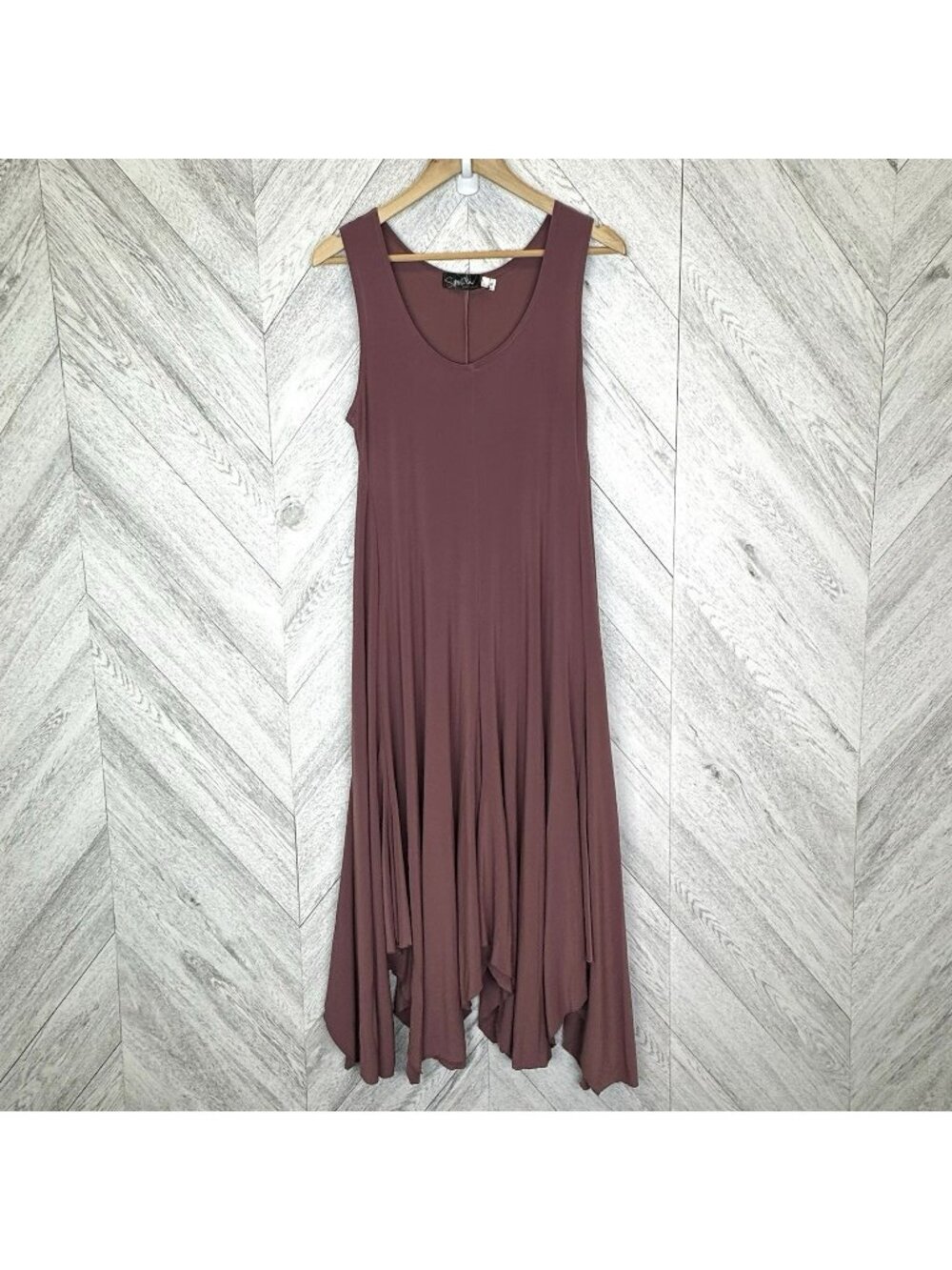 Sympli Maxi Dress Womens Size 10 Mauve Purple Sleeveless  Jagged Hem Convertible